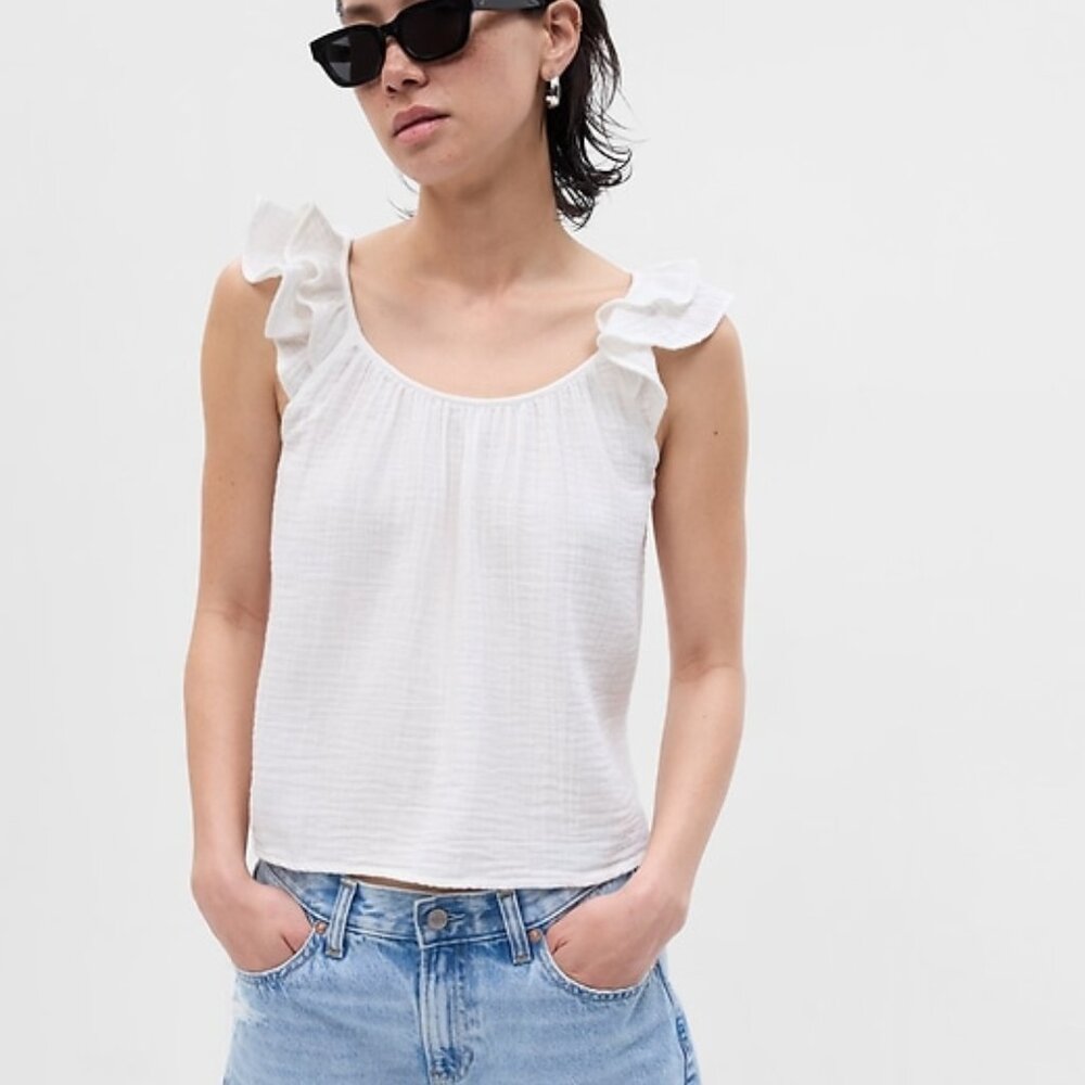 Gap Crinkle Gauze Ruffle Tank Top - Picture 4 of 4